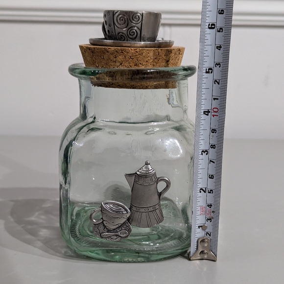 Vintage 90s Friends Era Pewter Recycled Glass Coffee Bean/tea Jar - Picture 11 of 13